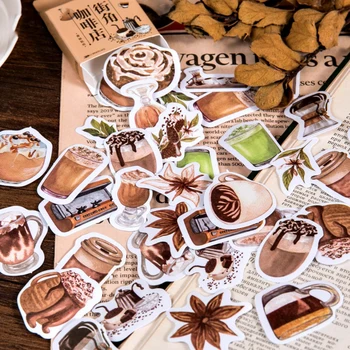 1BOX יצירתית פינת קפה מדבקות נייר כתב העת דקורטיביים מדבקות DIY רעיונות האלבום תווית Kawaii כתיבה