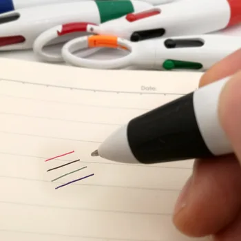 4 ב 1 צבעוני Carabiner עט כדורי בכיס Multi-צבע מחזיק מפתחות בעט כדור נייר מכתבים של בית הספר חמוד אבזם כתיבה עט סיטוני