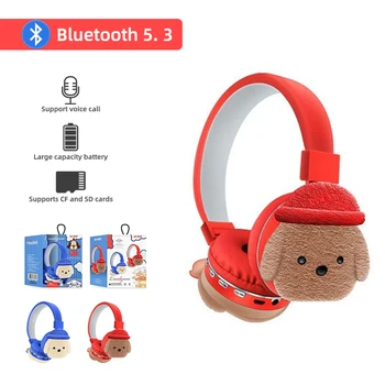 Wireless Bluetooth Headset קריקטורה עם מיקרופון הכלבלב חמוד ילד ילדה מוסיקה הקסדה Earpiec כרטיס TF תמיכה אוזניות ילד מתנה
