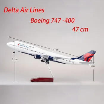 שרף אמריקן איירליינס Delta Air Lines מטוסים המודל לתעופה אזרחית B-747-400 סטטי תצוגת מבוגר אוסף מתנה ילד אור